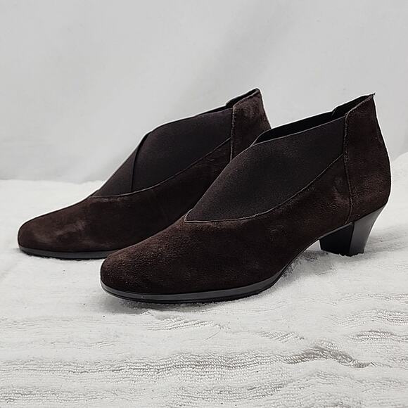 MUNRO FRANCEE WOMENS BROWN KID SUEDE ANKLE BOOTIES SIZE 10 NEW - Picture 1 of 16